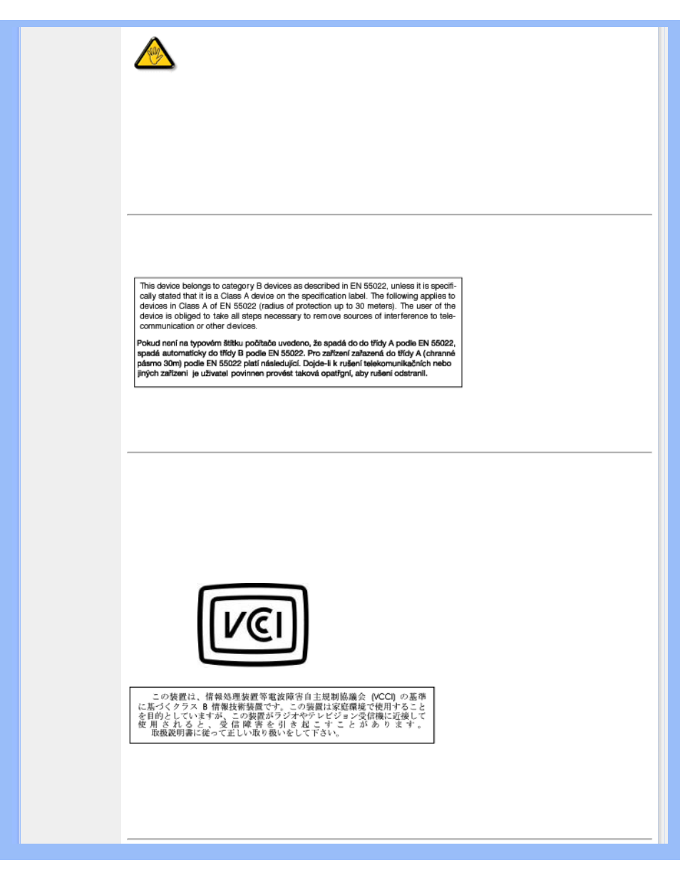 En 55022, Compliance (czech republic only), Vcci class 2 | Notice (japan only) | Philips 200W6 User Manual | Page 51 / 92