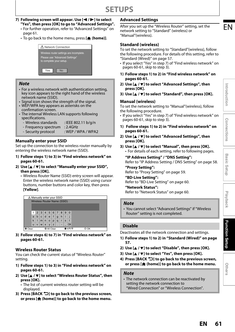 Setups | Philips BDP7520/F7 User Manual | Page 61 / 74