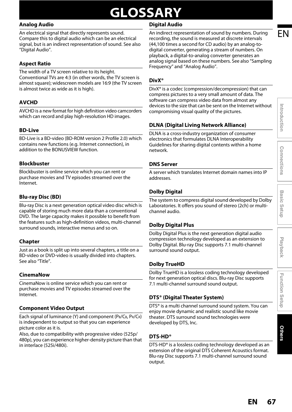 Glossary, 67 en | Philips BDP7520/F7 User Manual | Page 67 / 74