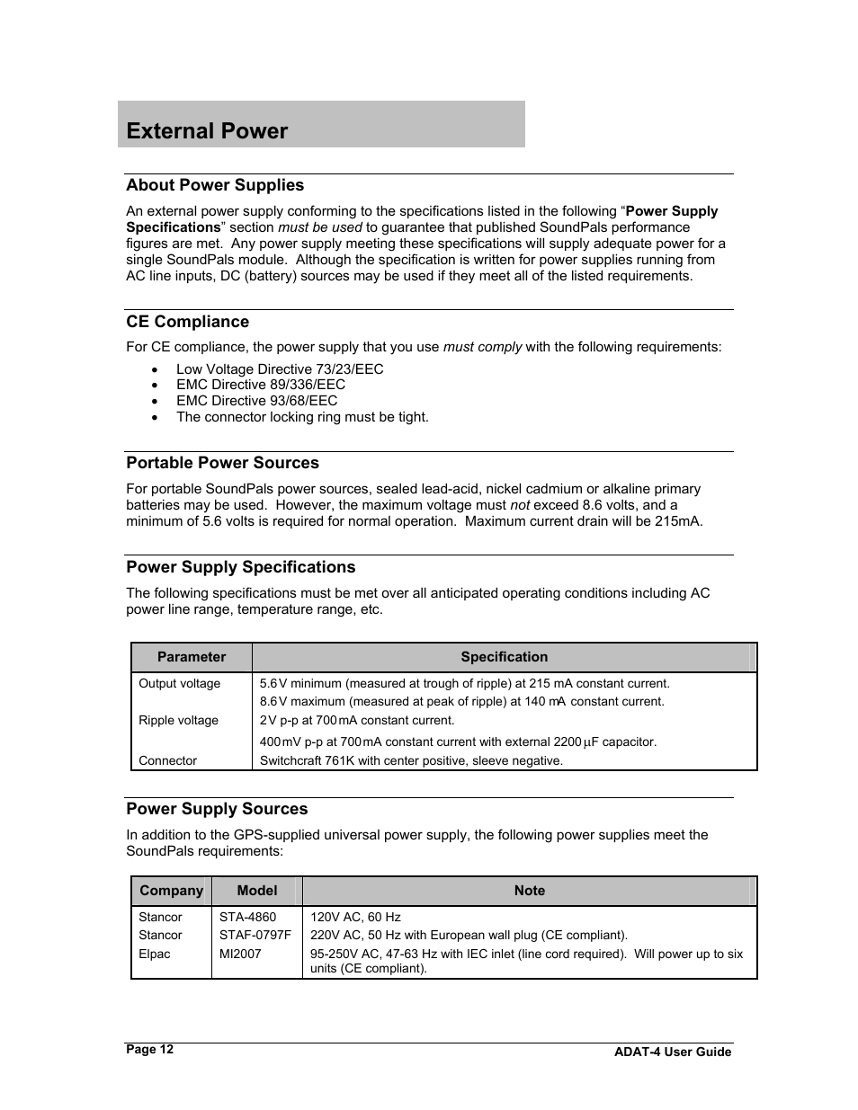 External power | Philips ADAT-4 User Manual | Page 18 / 18