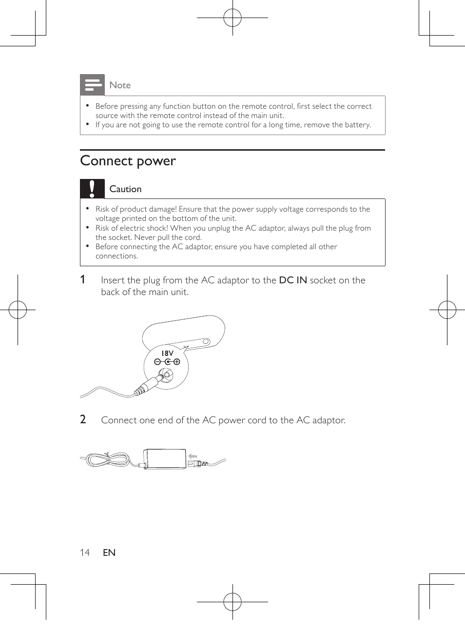 Connect power | Philips HK-1032-DS8550 User Manual | Page 13 / 23