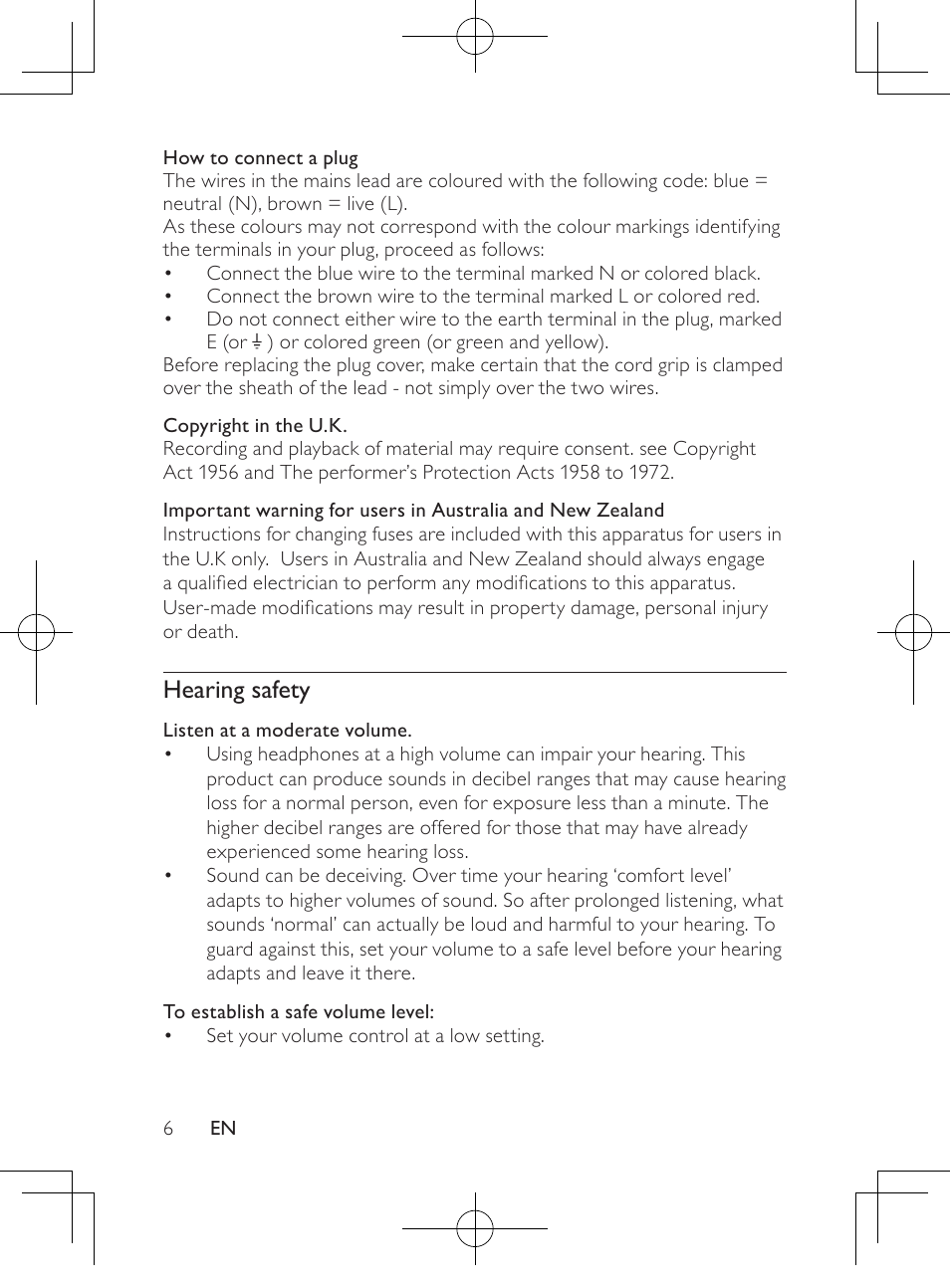 Hearing safety | Philips HK-1032-DS8550 User Manual | Page 5 / 23