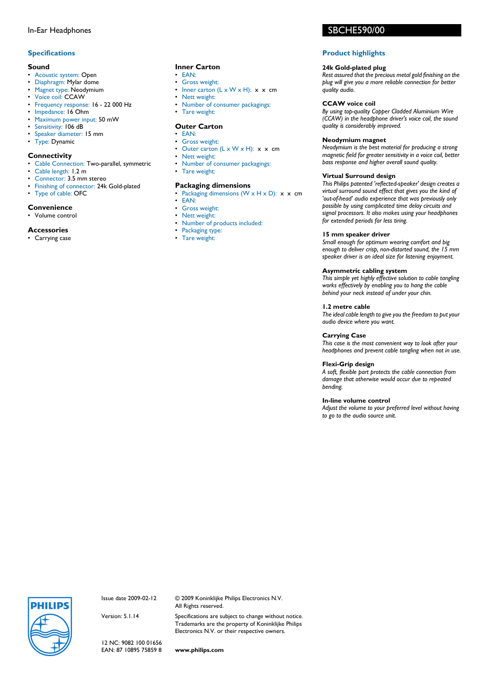 Philips SBCHE590 User Manual | Page 2 / 2