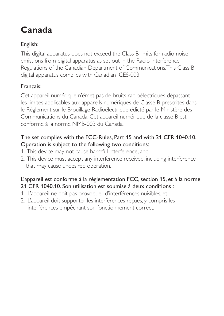 Canada | Philips DC320 User Manual | Page 2 / 25