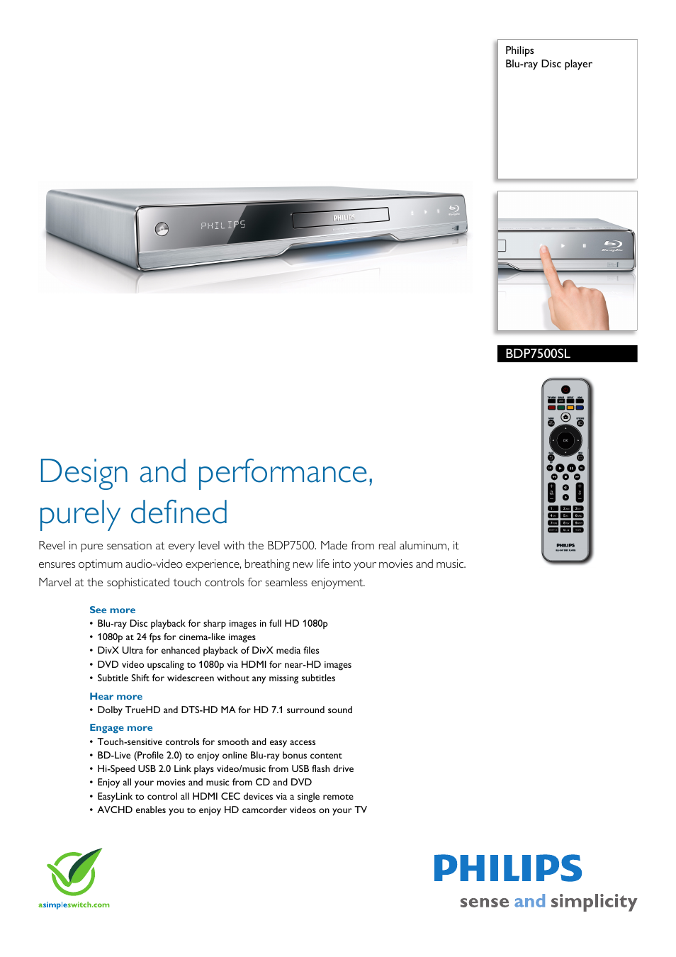 Philips BDP7500SL User Manual | 3 pages