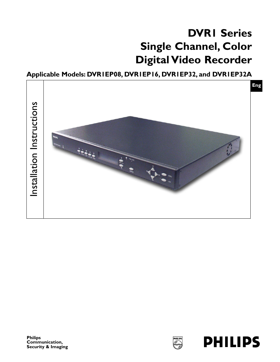 Philips DVR1EP16 User Manual | 40 pages