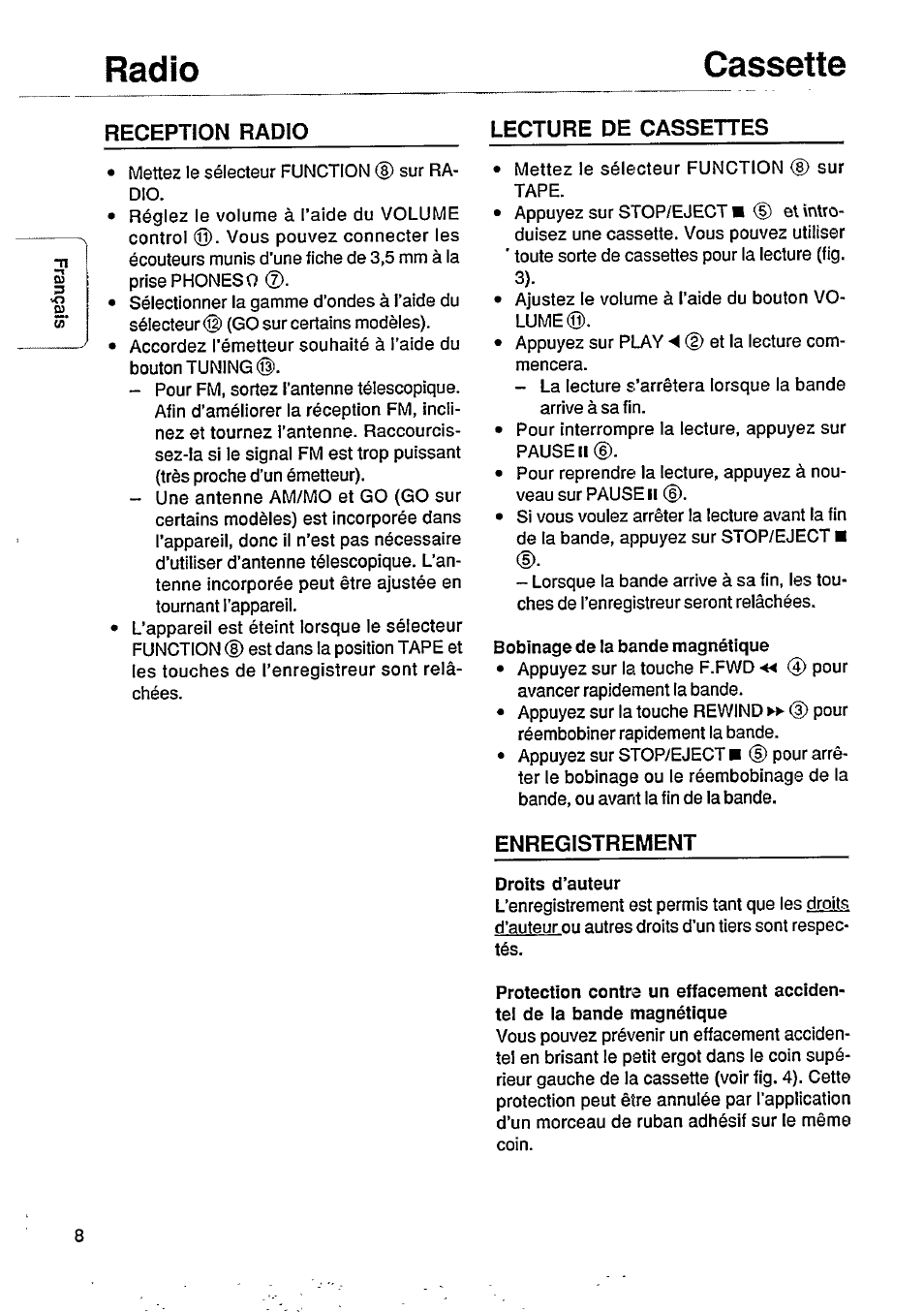 Radio cassette | Philips AQ 4010 User Manual | Page 5 / 10