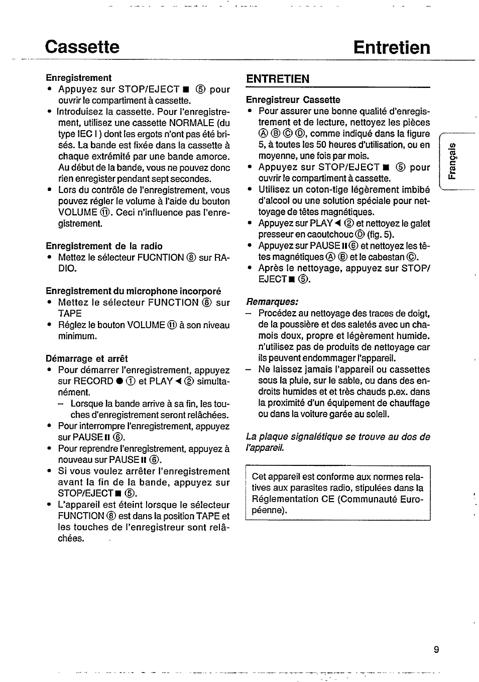 Cassette entretien | Philips AQ 4010 User Manual | Page 6 / 10