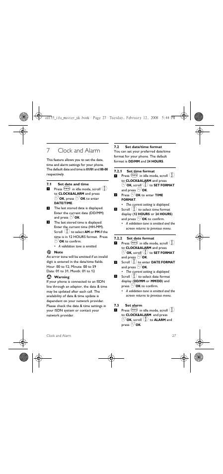 7 clock and alarm, 1 set date and time, 2 set date/time format | 3 set alarm, 7clock and alarm | Philips CD 155 User Manual | Page 29 / 46