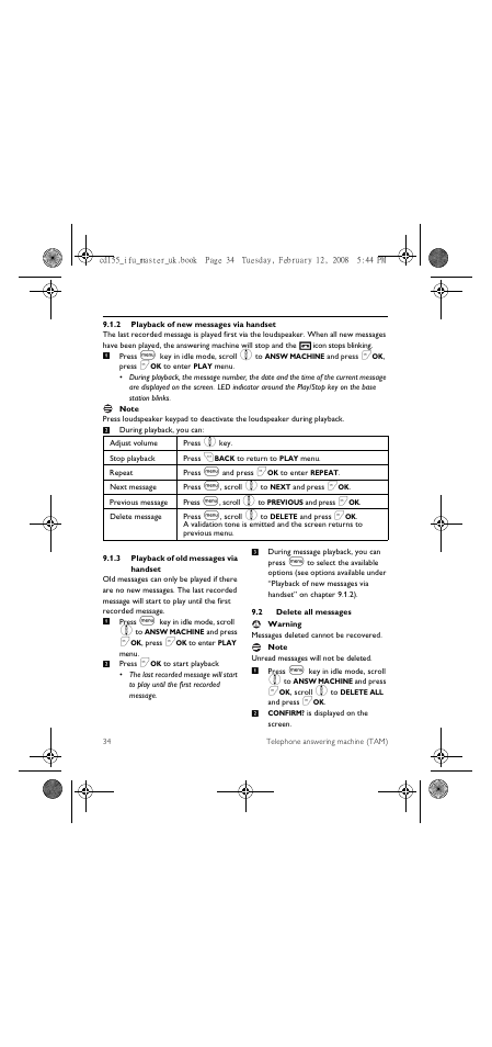 2 delete all messages | Philips CD 155 User Manual | Page 36 / 46