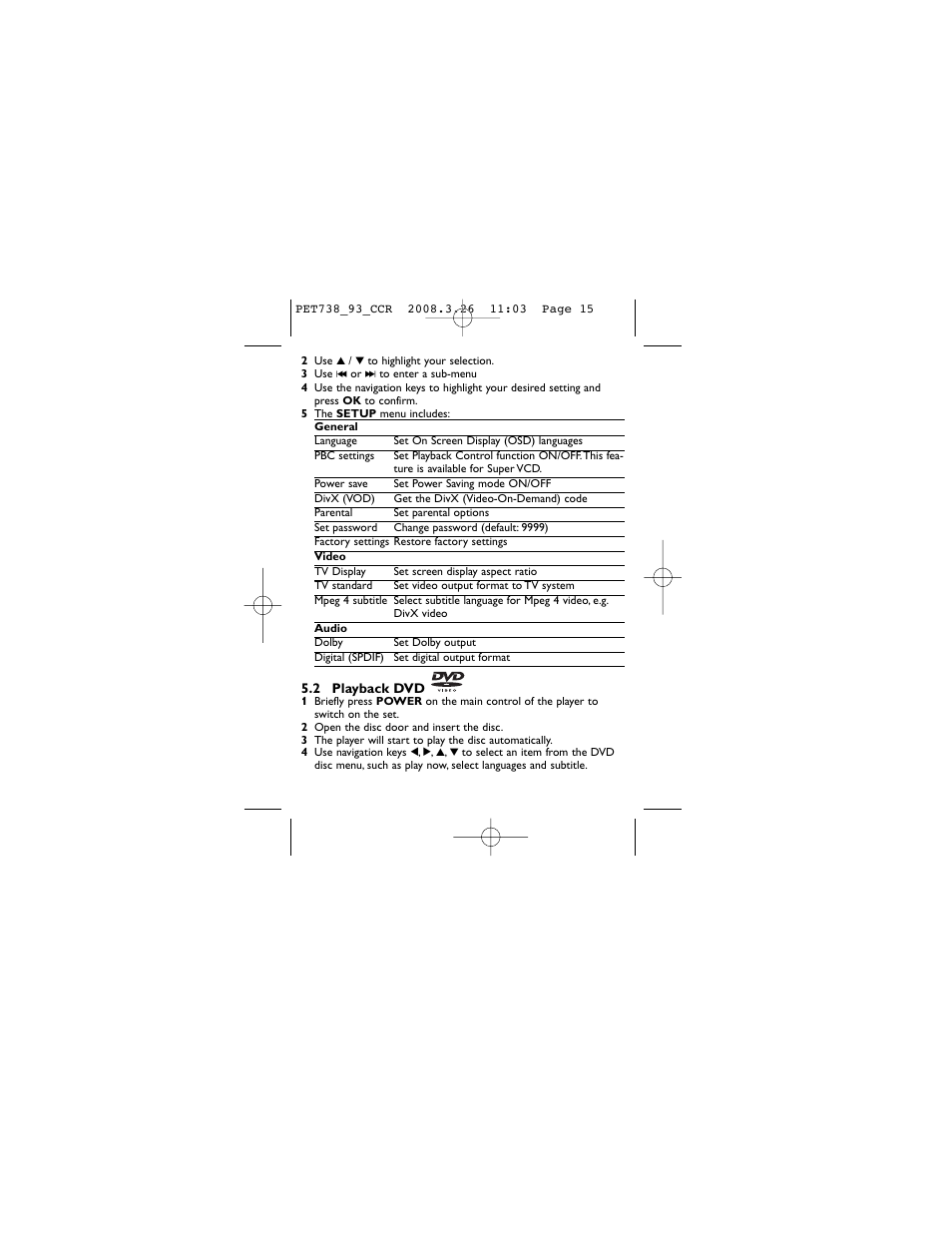 Philips PET738 User Manual | Page 15 / 35