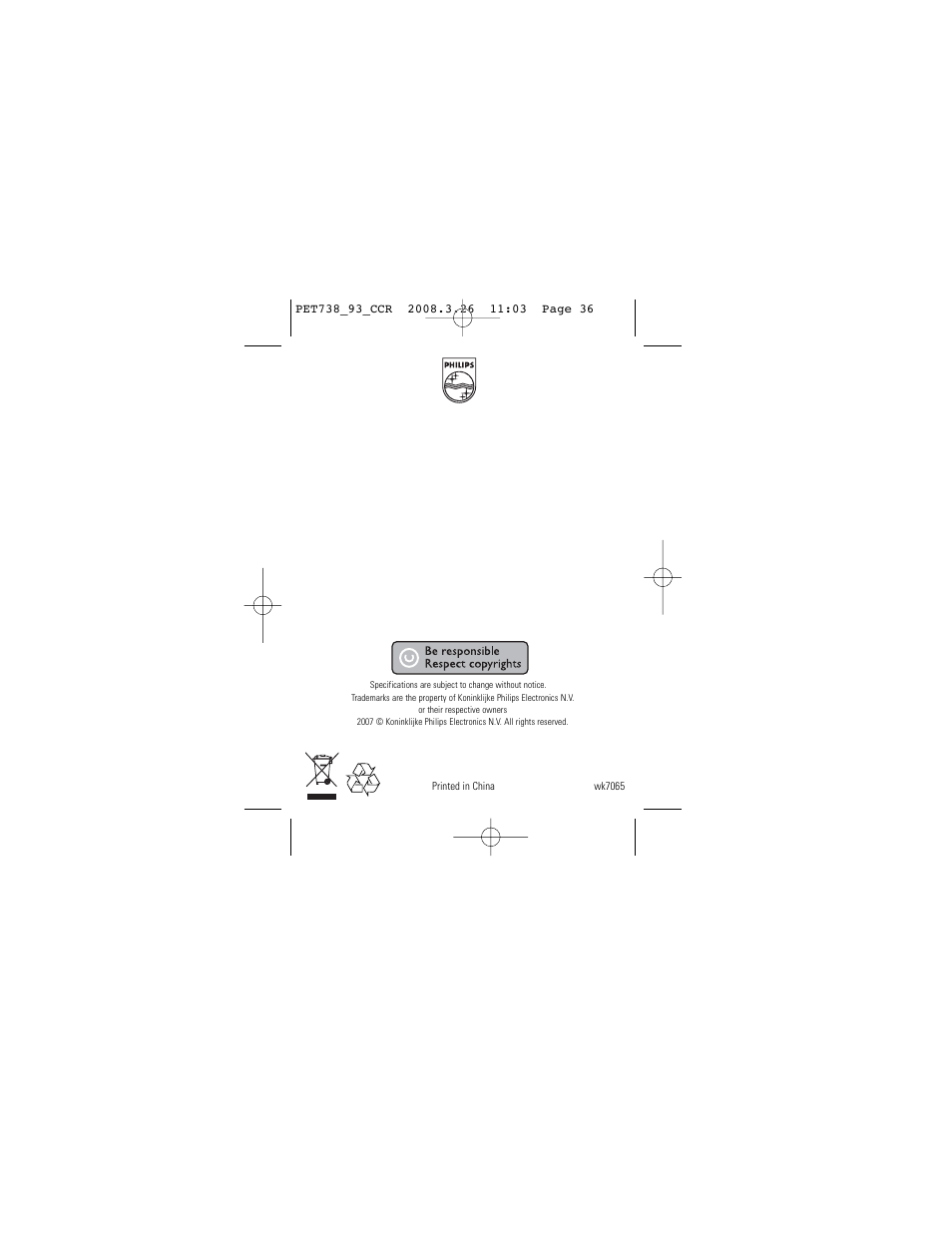 Philips PET738 User Manual | Page 35 / 35