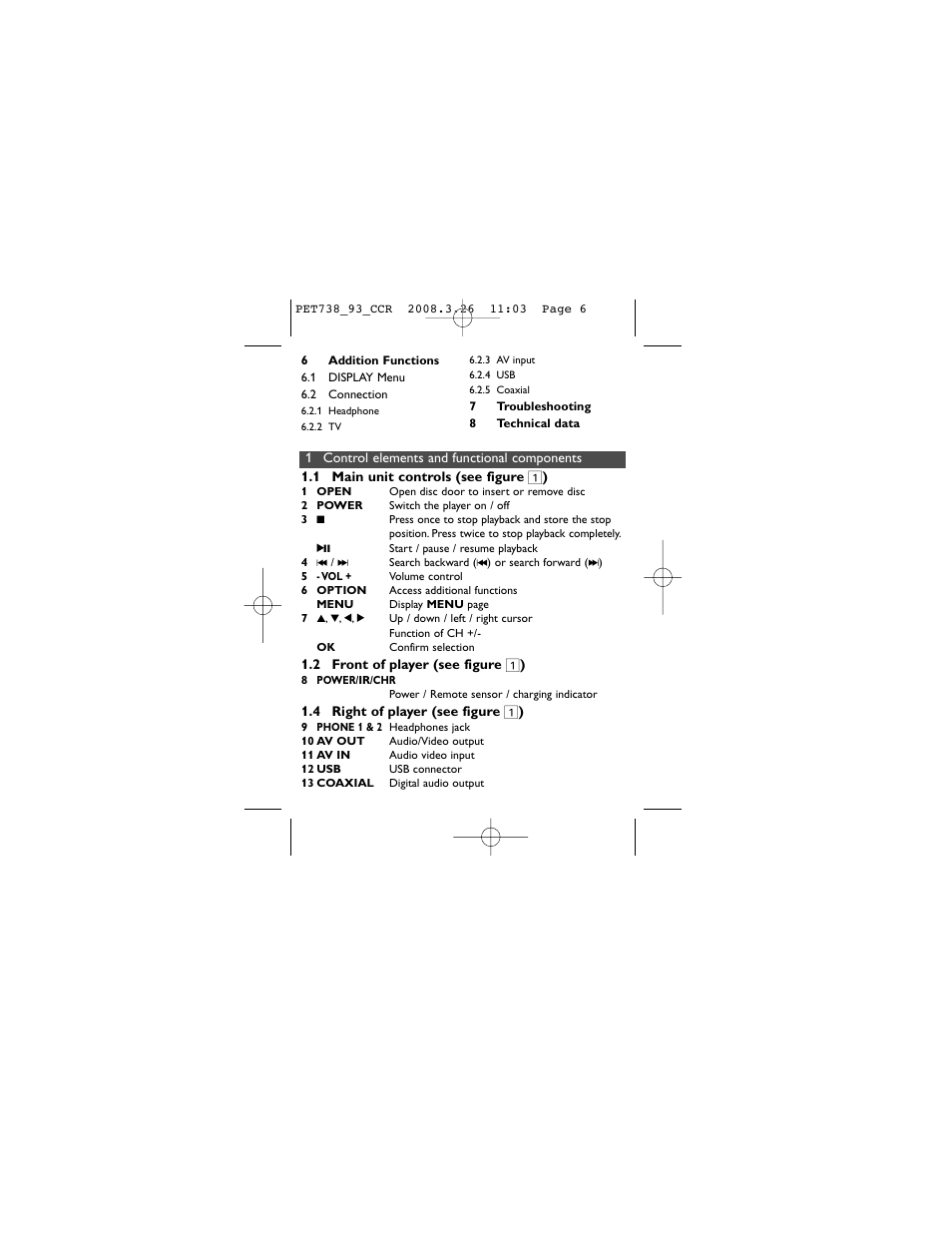 Philips PET738 User Manual | Page 6 / 35
