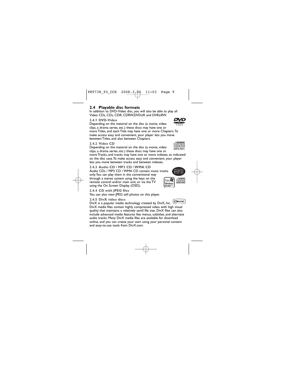 Philips PET738 User Manual | Page 9 / 35