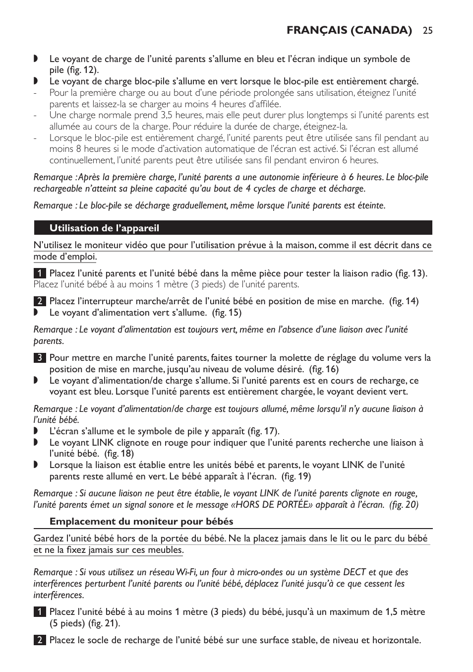Utilisation de l’appareil, Emplacement du moniteur pour bébés | Philips SCD600 User Manual | Page 25 / 52