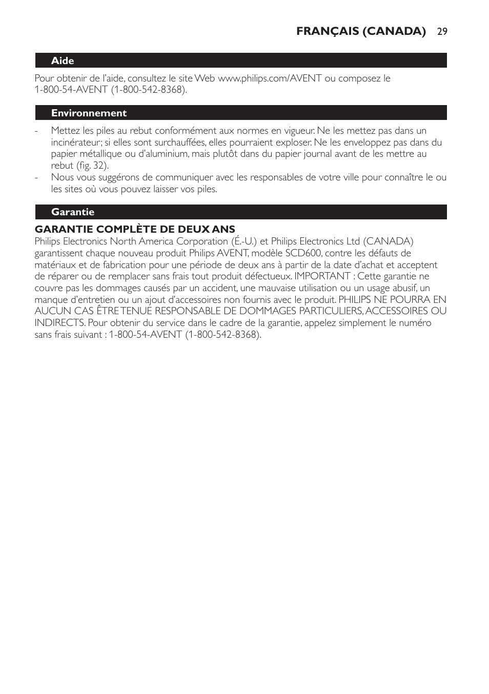 Garantie, Foire aux questions | Philips SCD600 User Manual | Page 29 / 52