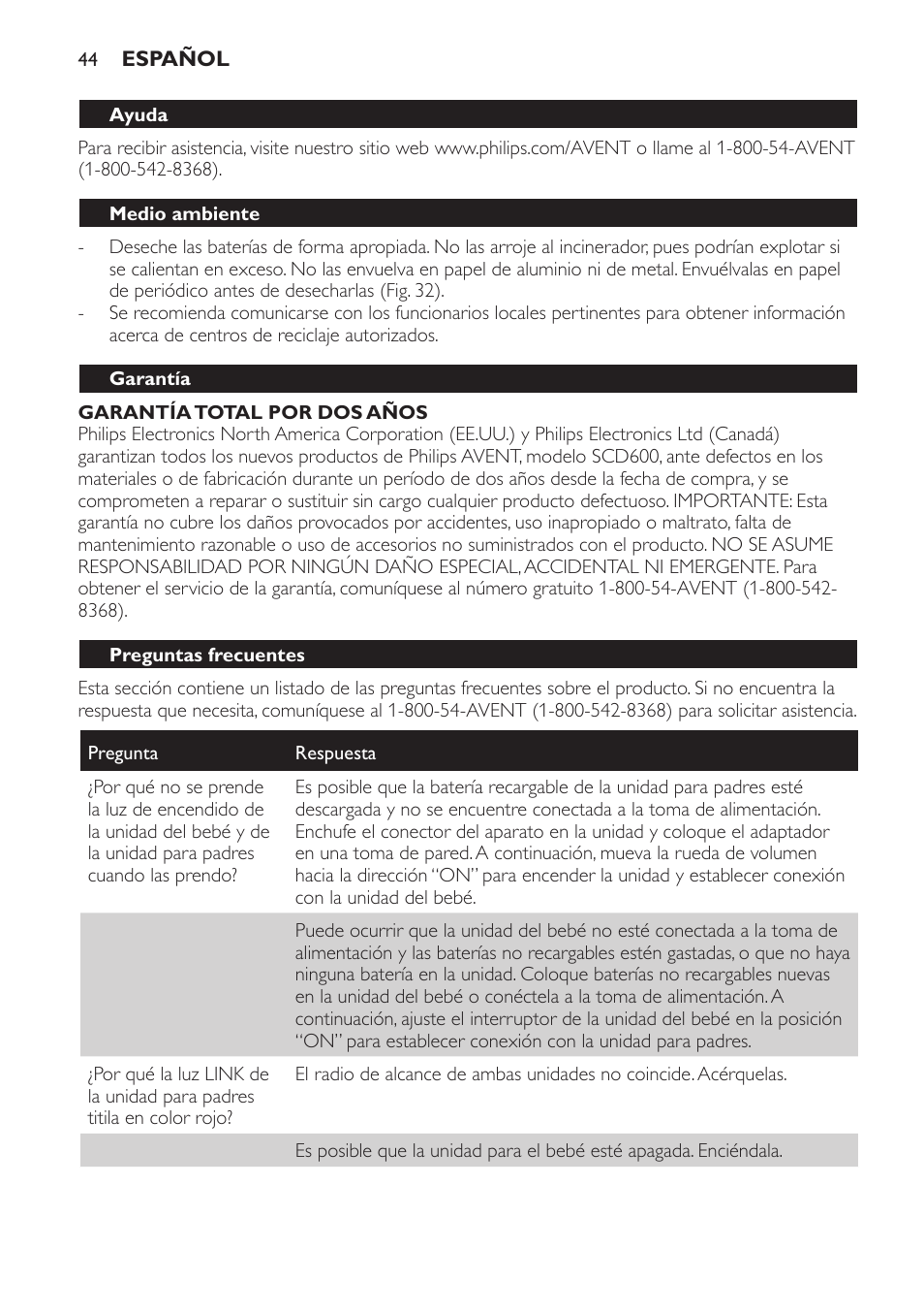 Preguntas frecuentes | Philips SCD600 User Manual | Page 44 / 52