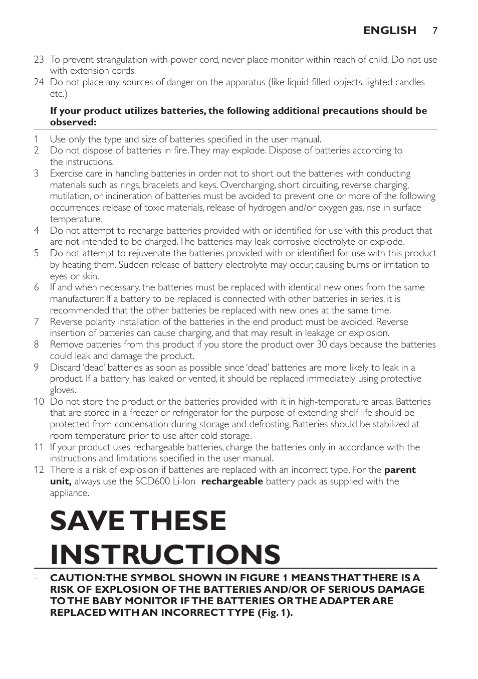 Save these instructions | Philips SCD600 User Manual | Page 7 / 52