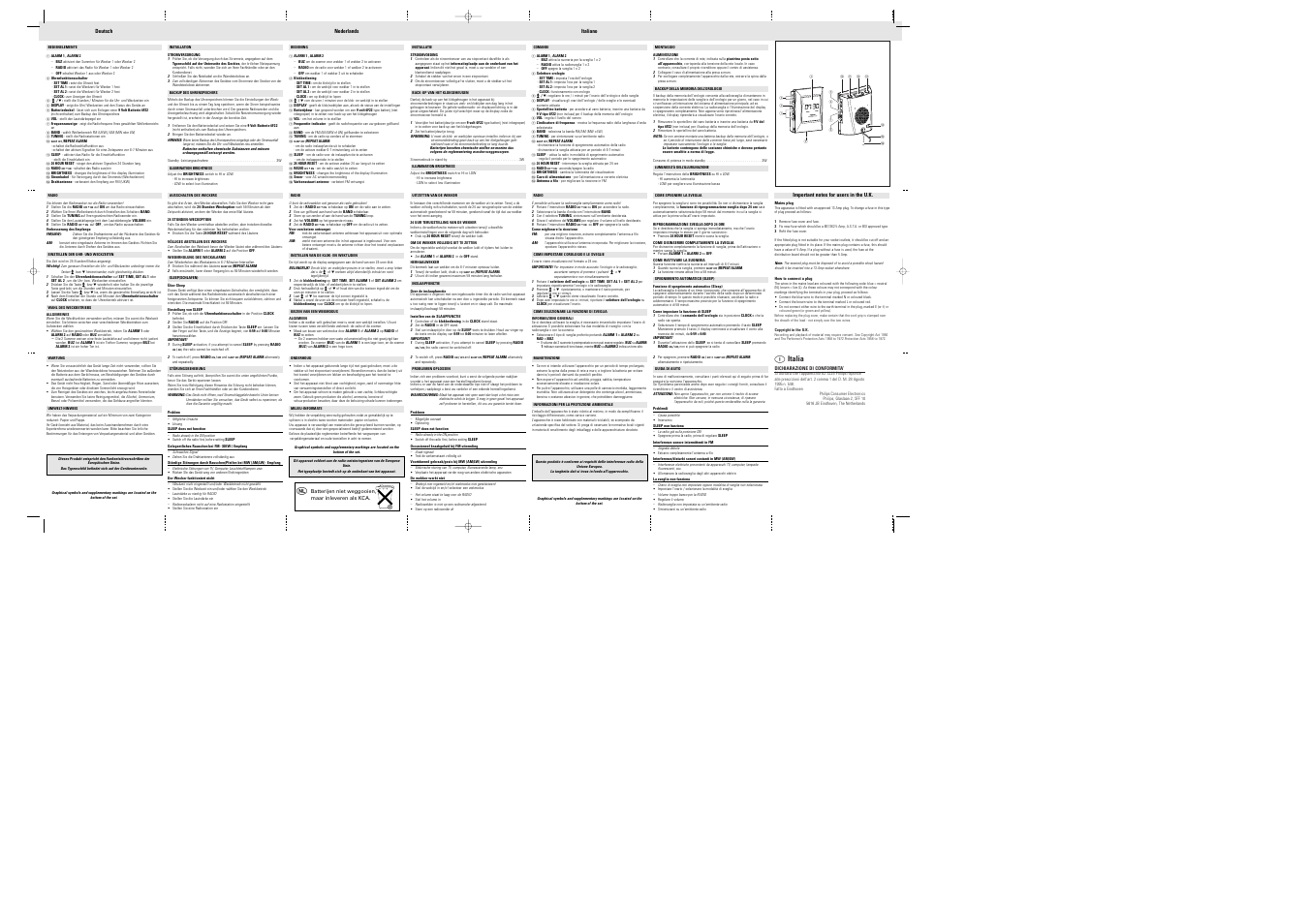 I italia | Philips AJ3225 User Manual | Page 2 / 2