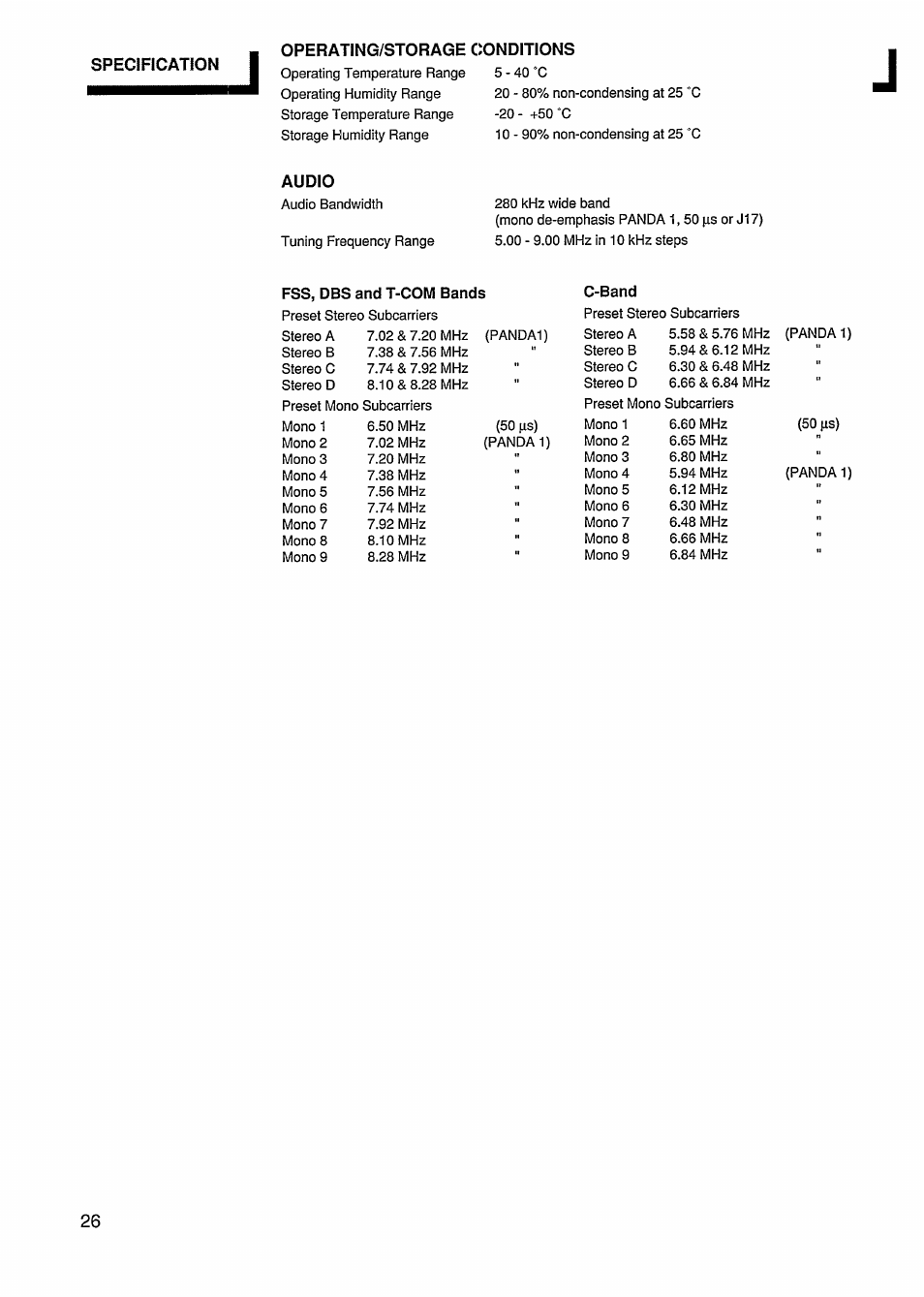 Operating/storage conditions | Philips STU811 User Manual | Page 28 / 31