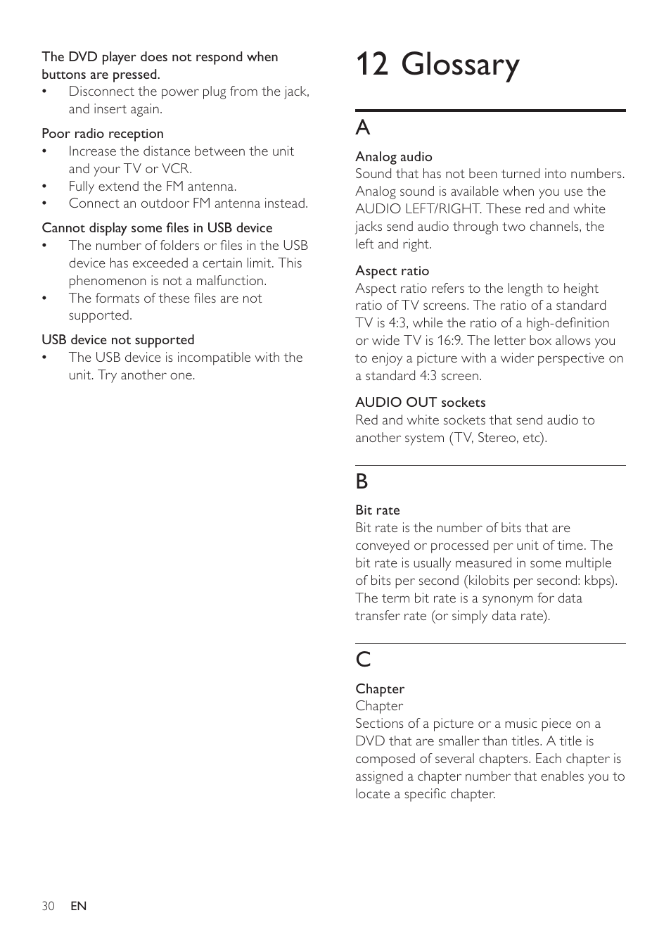 12 glossary | Philips FWD14 User Manual | Page 29 / 32
