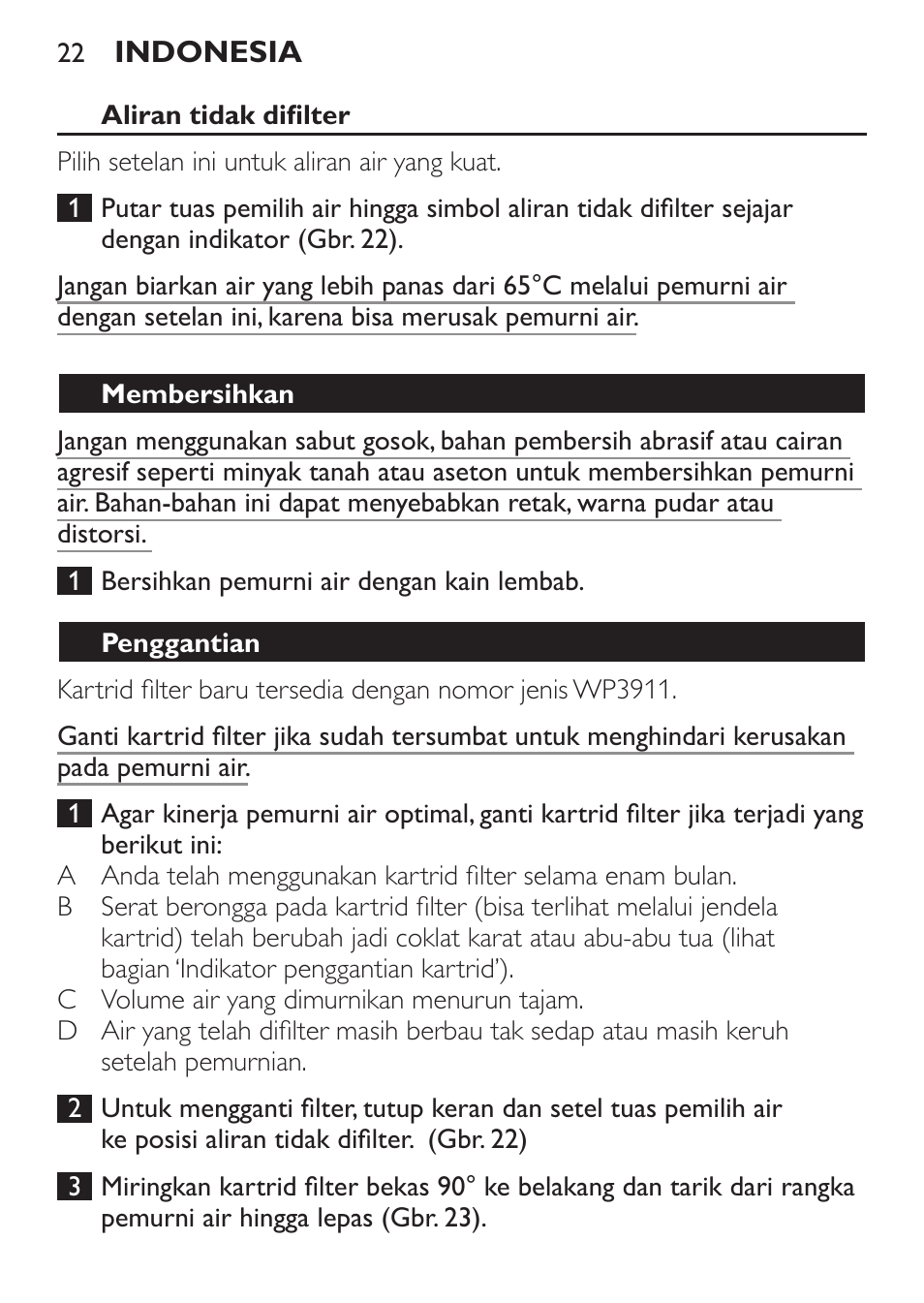 Philips WP3810 User Manual | Page 22 / 84