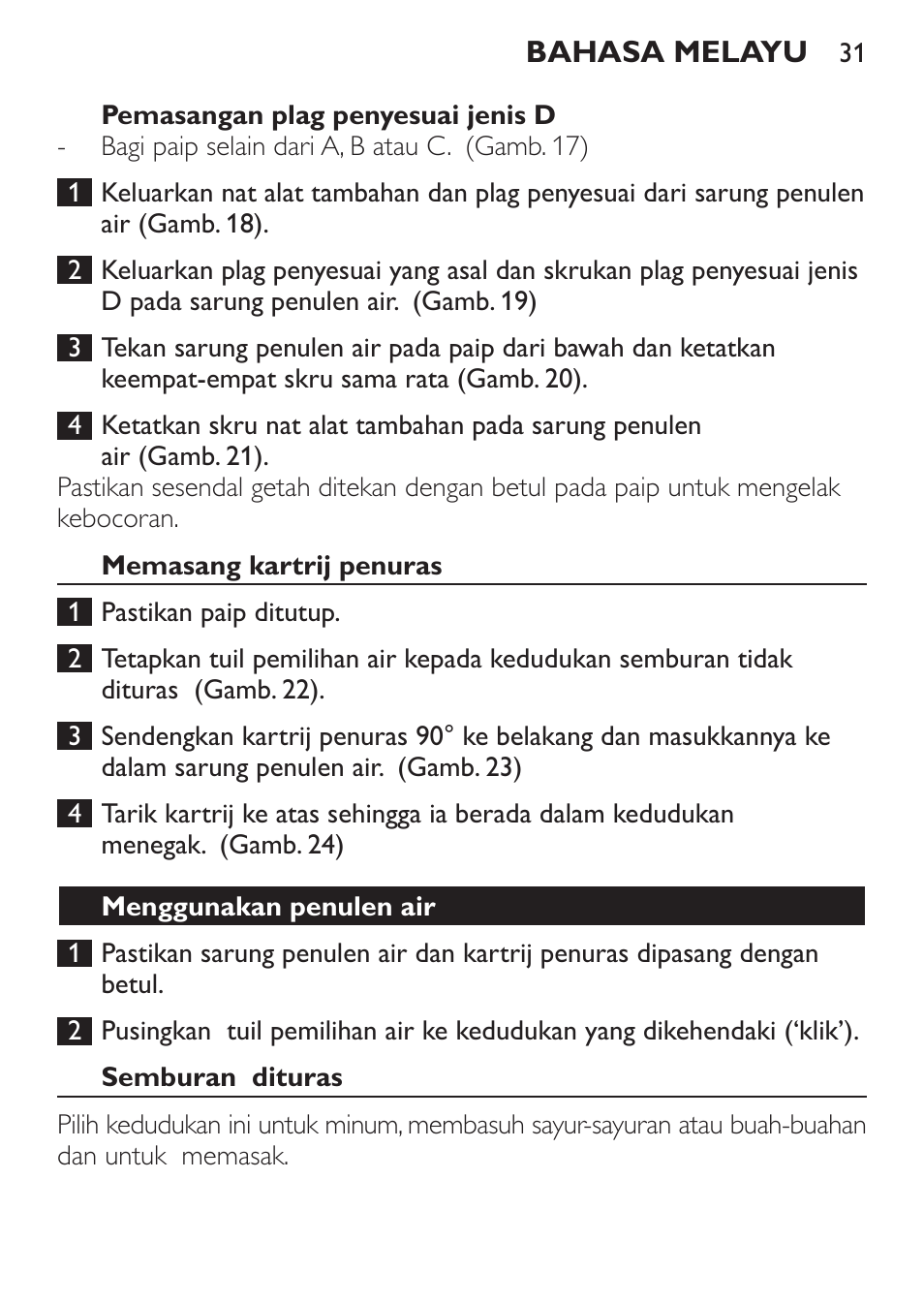 Philips WP3810 User Manual | Page 31 / 84
