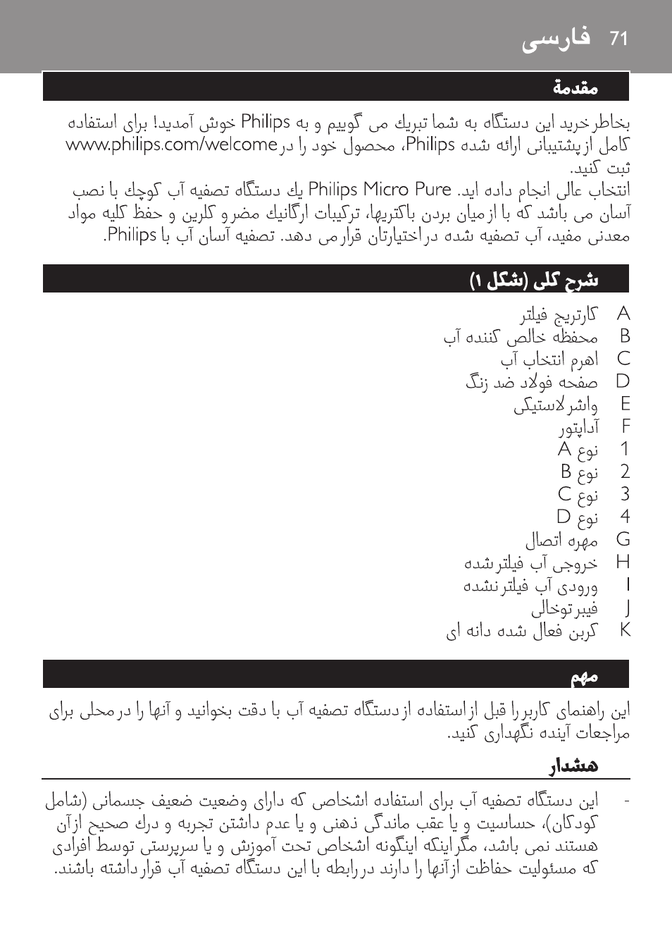 Farsi | Philips WP3810 User Manual | Page 71 / 84