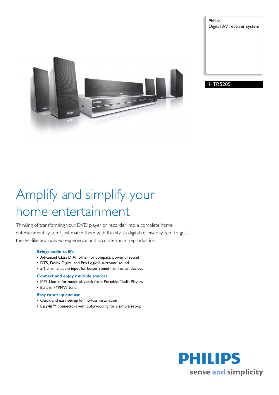 Philips HTR5205 User Manual | 3 pages
