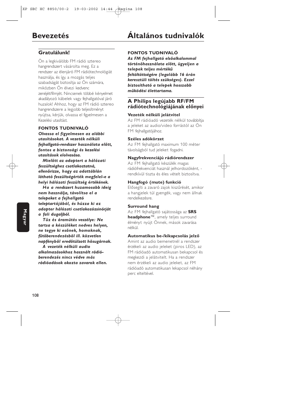 Bevezetés általános tudnivalók | Philips HC8850 User Manual | Page 108 / 135