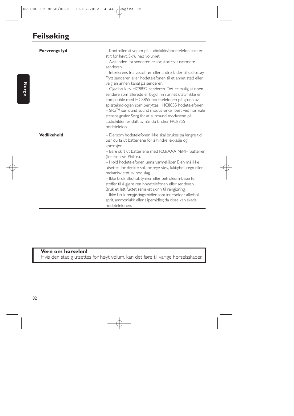 Feilsøking | Philips HC8850 User Manual | Page 82 / 135