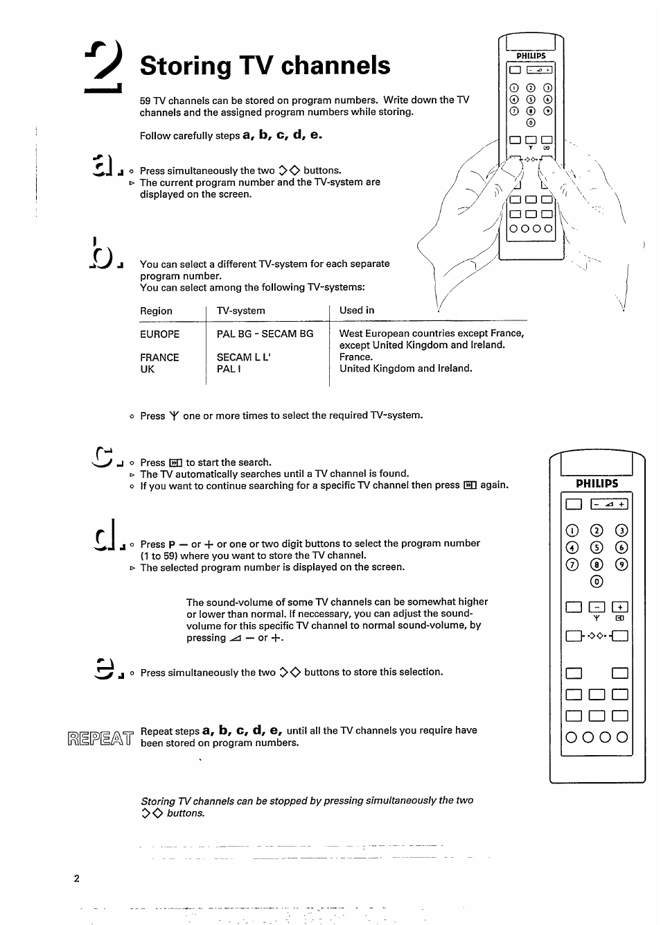 Storing tv channels | Philips 17AA3547 User Manual | Page 4 / 12