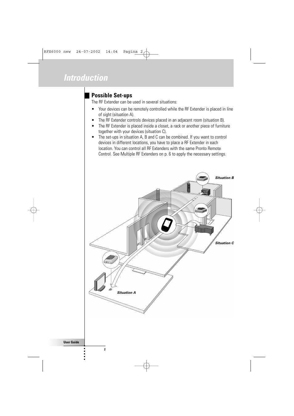 Introduction, Possible set-ups | Philips RFX600099 User Manual | Page 2 / 8