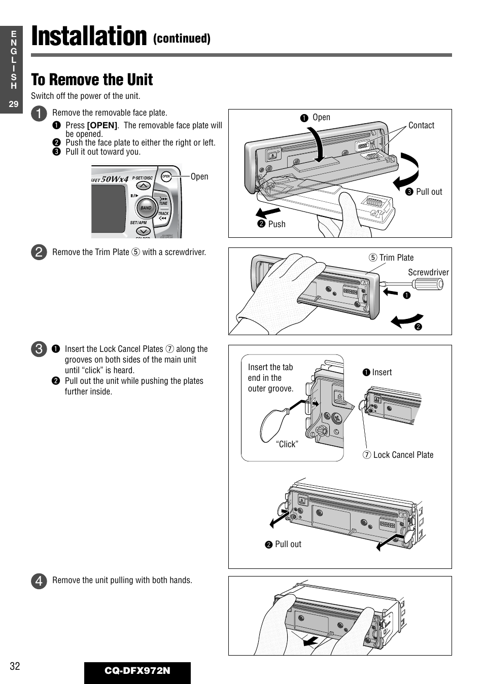 Installation, Continued) | Philips CQ-DFX972N User Manual | Page 32 / 46