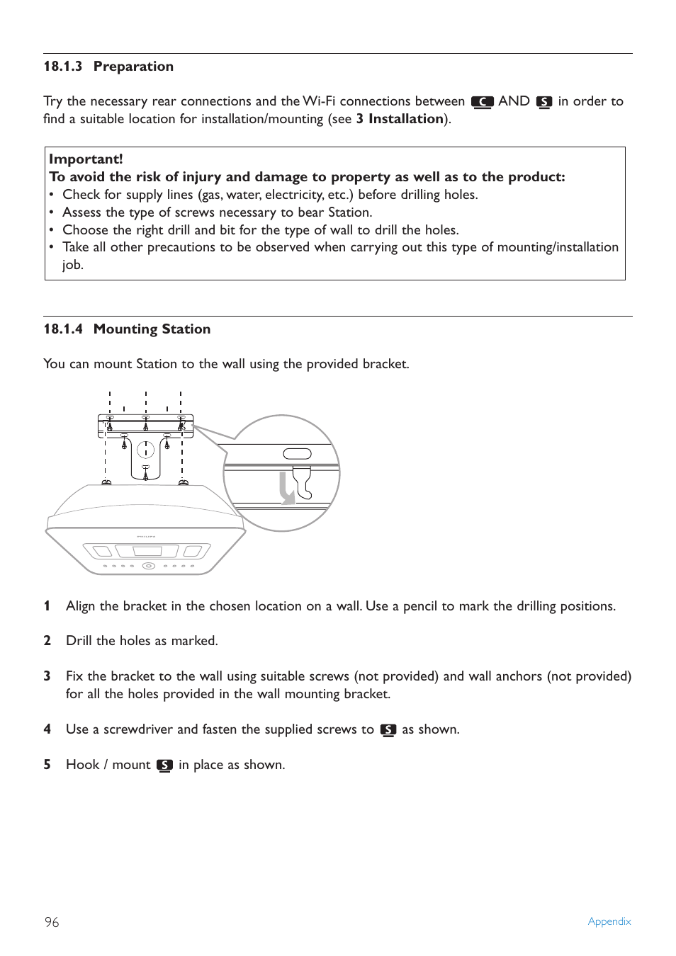 4 mounting station | Philips STREAMIUN WACS7500 User Manual | Page 100 / 127