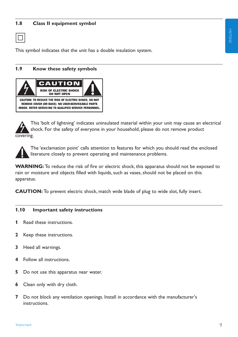 10 know these safety symbols, 11 important safety instru, Know these safety symbols | Important safety instructions | Philips STREAMIUN WACS7500 User Manual | Page 13 / 127