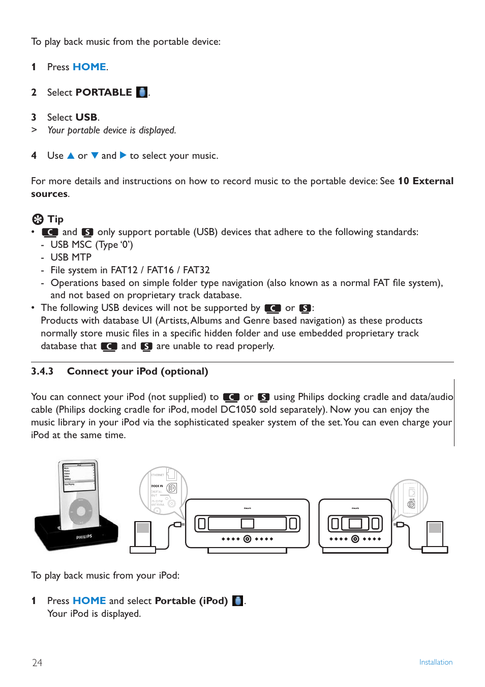 3 connect your ipod (opt, Connect your ipod (optional) | Philips STREAMIUN WACS7500 User Manual | Page 28 / 127