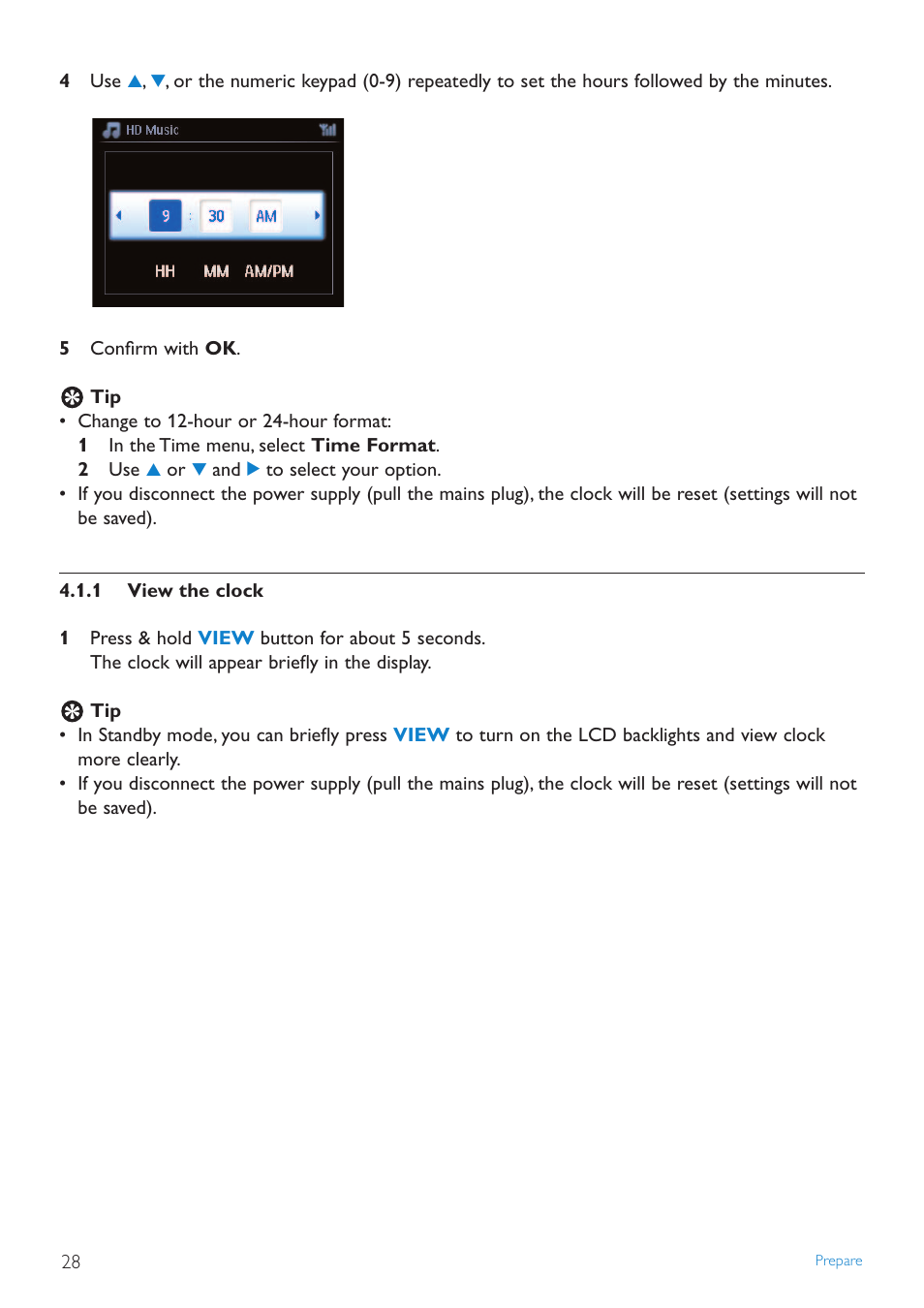 1 view the clock, View the clock | Philips STREAMIUN WACS7500 User Manual | Page 32 / 127