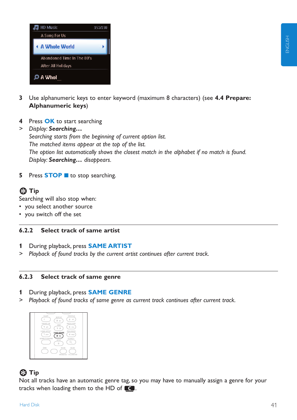 2 select track of same a, 3 select track of same g, Select track of same artist | Select track of same genre | Philips STREAMIUN WACS7500 User Manual | Page 45 / 127