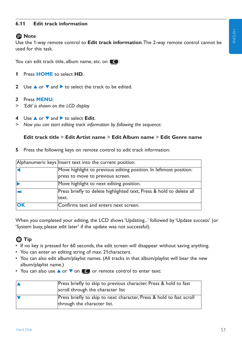 11 edit track information, Edit track information | Philips STREAMIUN WACS7500 User Manual | Page 55 / 127