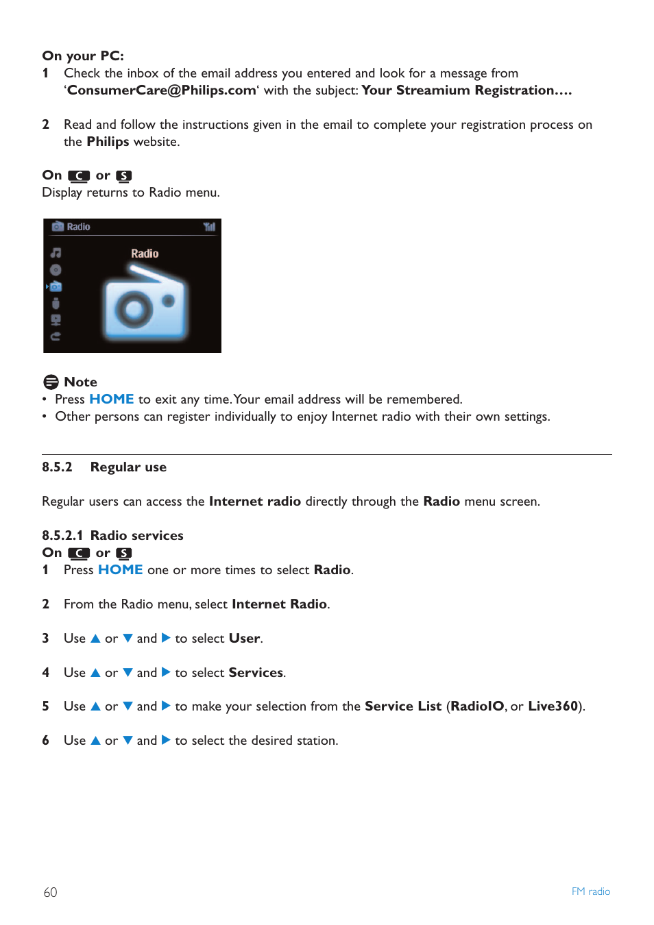 2 regular use, Regular use | Philips STREAMIUN WACS7500 User Manual | Page 64 / 127