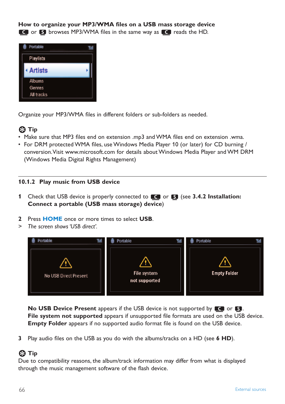 2 play music from usb d, 2 play music from usb device | Philips STREAMIUN WACS7500 User Manual | Page 70 / 127