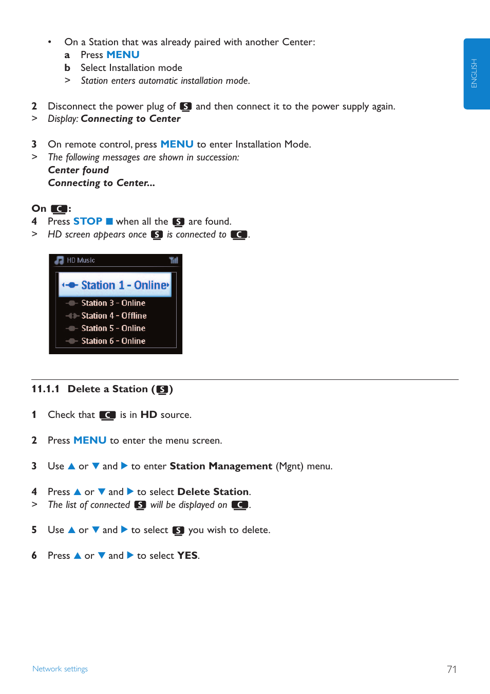 1 delete a station | Philips STREAMIUN WACS7500 User Manual | Page 75 / 127