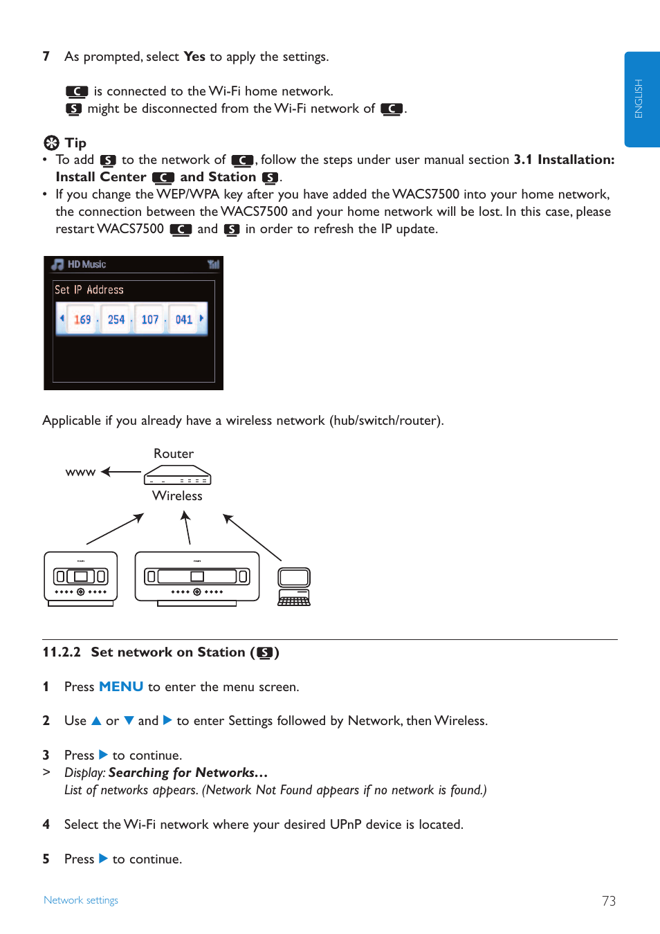 2 set network on station | Philips STREAMIUN WACS7500 User Manual | Page 77 / 127