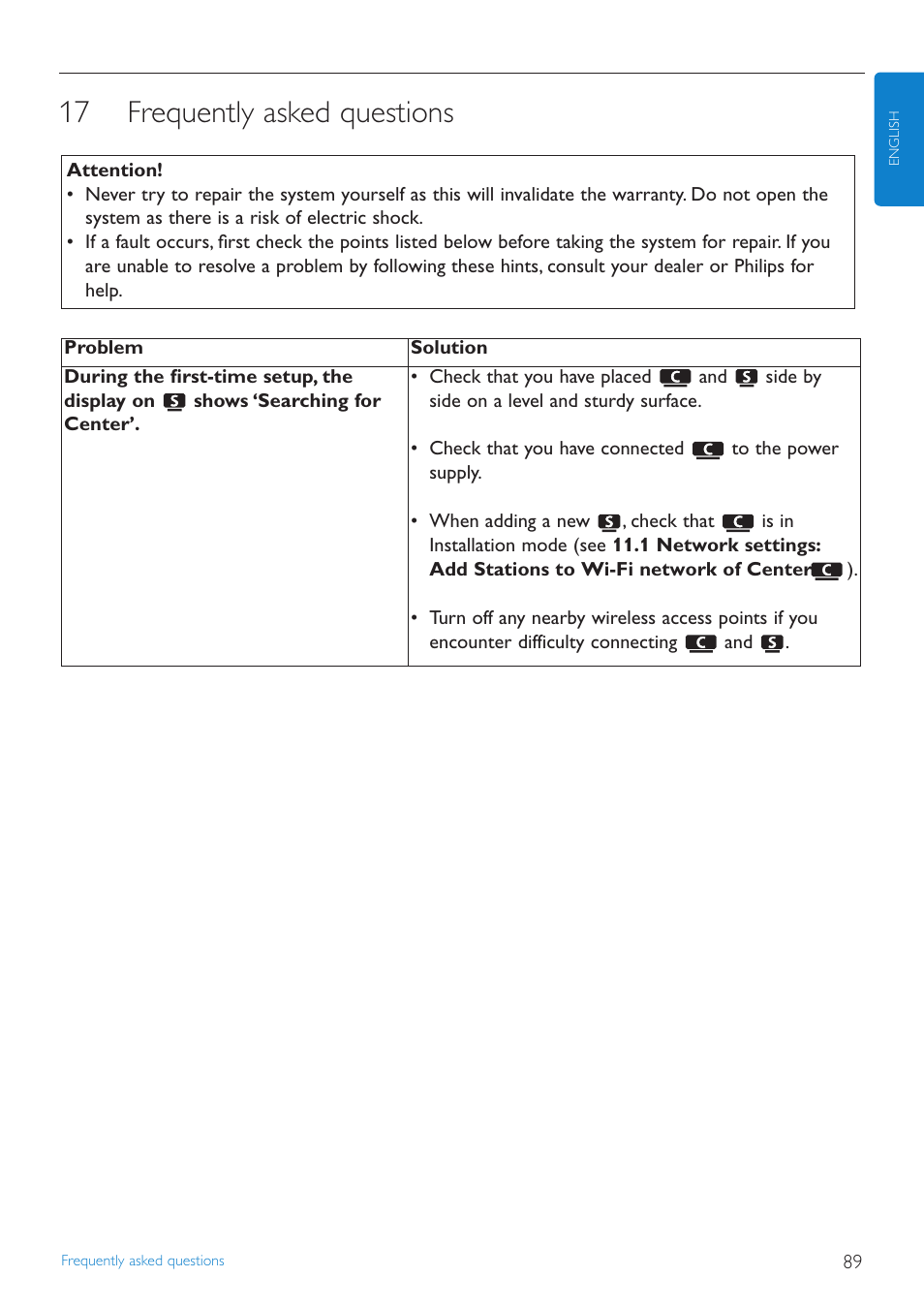 17 frequently asked questions, Frequently asked questions | Philips STREAMIUN WACS7500 User Manual | Page 93 / 127