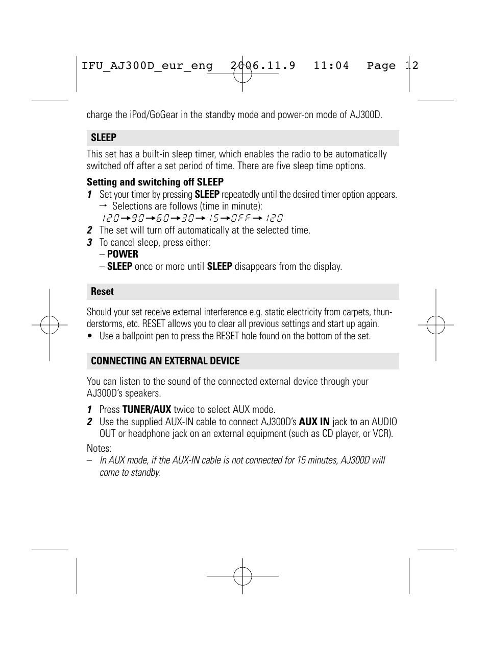 Philips AJ300D User Manual | Page 12 / 16