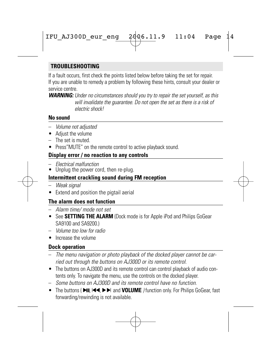 Philips AJ300D User Manual | Page 14 / 16