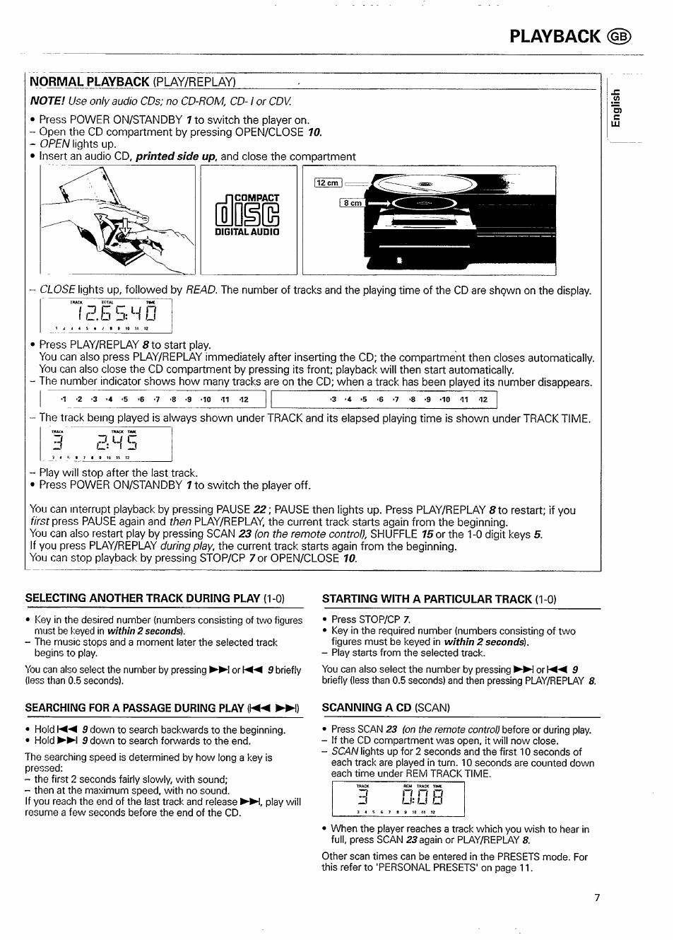 Playback @), N n o | Philips CD 750/00B User Manual | Page 7 / 18