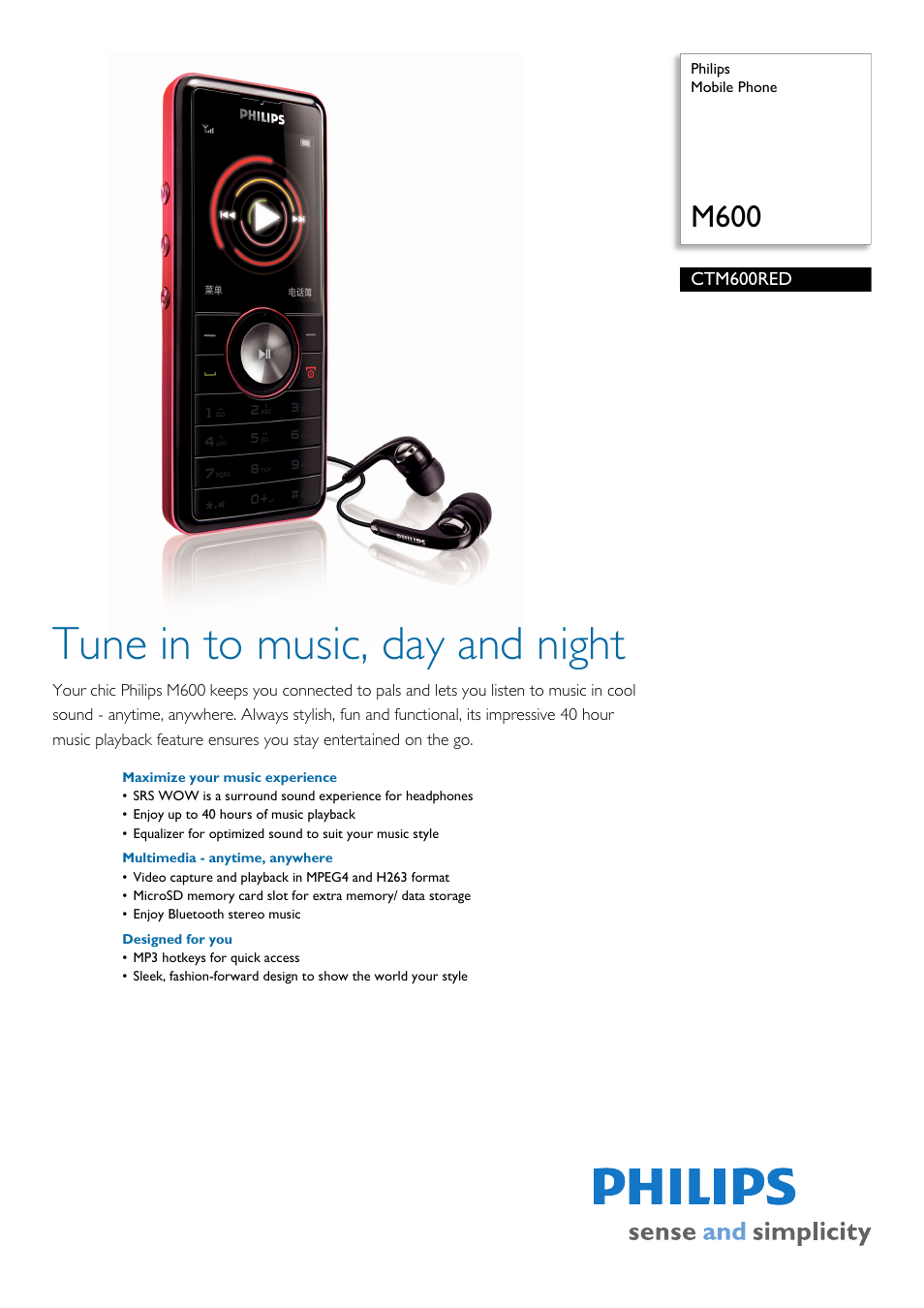 Philips CTM600RED User Manual | 2 pages