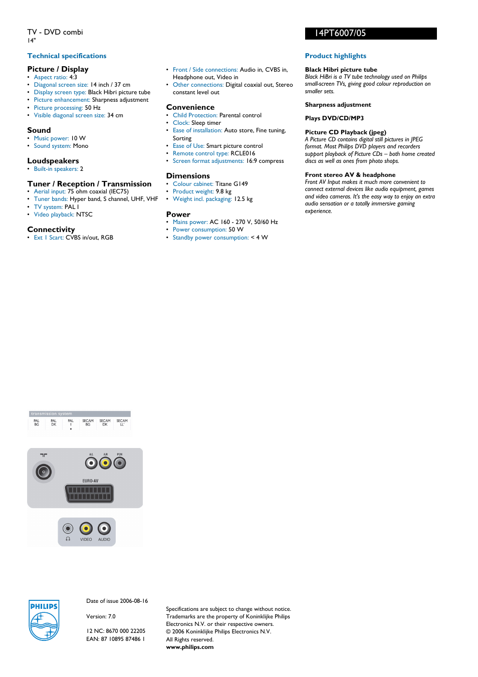 For preview purpose only | Philips 14PT6007 User Manual | Page 2 / 2